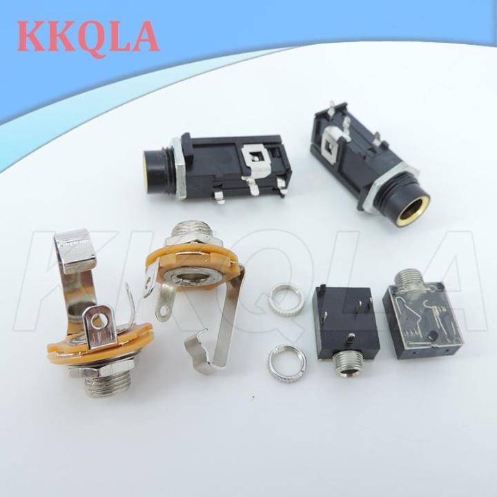 qkkqla-pj-series-headphone-pcb-mount-female-jack-socket-6-35mm-6-5-1-4-3-5mm-audio-video-connector-pj-612a-pj-324-earphone-adapter