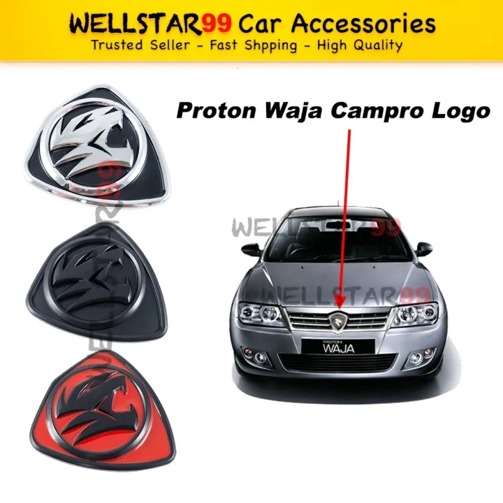 Proton Waja Campro CPS 3D Logo Matte Black Red UK Logo Emblem Front ...