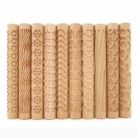 Wooden Texture Rolling Pin Ceramic Pottery Art Embossed Rod Flower Pattern Mud Roll Roll Reliefs DIY Clay Craft Tool Tapestries Hangings