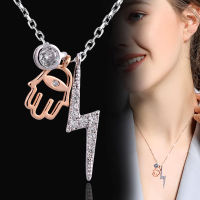 SINLEERY Trend Crystal Lightning Fatima Hand จี้และสร้อยคอ Rose Gold Silver Color Chain On The Neck Jewelry XL022