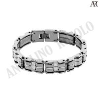 ANGELINO RUFOLO Bracelet ดีไซน์ Wheel Tank Chain สร้อยข้อมือผู้ชาย Stainless Steel 316L(สแตนเลสสตีล)คุณภาพเยี่ยม สีเงิน