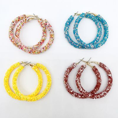 【YP】 Fashion Hoop Earrings Glitter Jewelry Design Round Rhinestone
