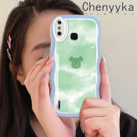 เคส Chenyyka สำหรับ Infinix Smart 4เคส X653 4C แฟชั่นลายหมีสีเขียวขอบคลื่นเคสมือถือกันกระแทกแบบใสนิ่มที่โปร่งใสลายกล้องถ่ายรูปความคิดสร้างสรรค์เคสซิลิกาเจลป้องกัน