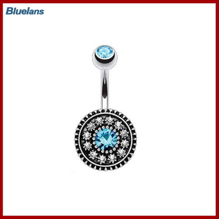 bluelans-เครื่องประดับแหวนสำหรับเจาะร่างกายสะดือหน้าท้องกลมสำหรับผู้หญิง2ชิ้น