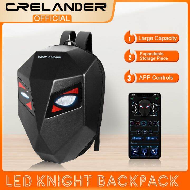 CRELANDER LED Knight Backpack With Eye Motorcycle Helmet Bluetooth APP