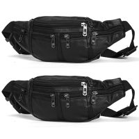 2X Genuine Leather Male Waist Pack Fanny Pack Men Leather Belt Waist Bags Phone Pouch Small Chest Messenger for Man
