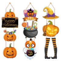 Halloween Paper Hanging Sign Spooky Pumpkin Witch Ghost Front Door Hanger Welcome Sign DIY Halloween Party Decoration 2023