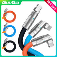 Guugeki สายเคเบิล1.2เมตร180เคเบิลไมโคร USB สายยูเอสบีแบบซิลิโคนของเหลวหมุนได้ชนิด C/ios สายดาต้าที่ชาร์จแบบเร็วสำหรับโทรศัพท์โลหะผสมสังกะสีสายข้อมูล USB