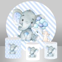 Baby Shower Newborn Photography Background Plinth Covers Kid 1st Birthday Round Backdrop Circle Banner Baby Elephant Party Decor