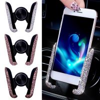 Car Phone Holder Women Diamond Crystal Car Air Vent Mount Clip Mobile Phone Holder Stand in Car Bracket Interior Accessories Car Mounts