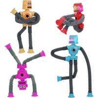 Corinada 4PCS Pop Tubes Robotics Fidget Sensory Toys Play Imaginative Toddler Party Favors Stress Relief for Kids Boys Adults