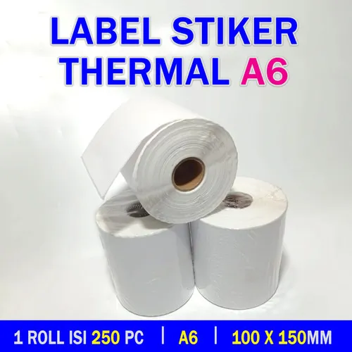 Kertas Thermal 100x150mm 250 Lembar Label Stiker Thermal Ukuran A6