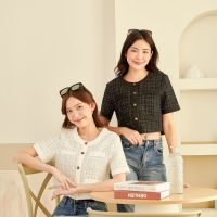 Serene Tweed Crop เสื้อครอปทวีตแขนสั้น Miladi