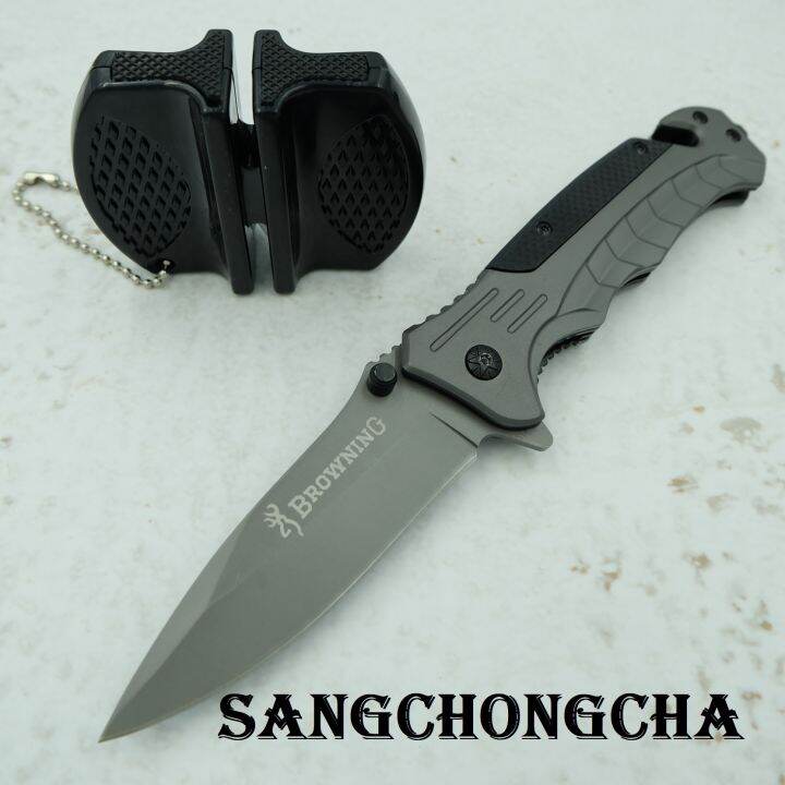 sangchongcha-nb019-ac001-มีดพับ-มีดพกพา-มีดเดินป่า-มีดพก-มีดพับเดินป่า-มีดแคมป์ปิ้ง-อุปกรณ์เดินป่า-23ซม-440c-ที่ลับมีดแบบพกพา