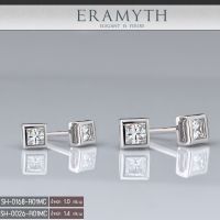 Eramyth J. (เอรามิท) ต่างหูเงินแท้ ทรงสี่เหลี่ยม งานฝังเพชรสวิส CZ (Diamond Grade)