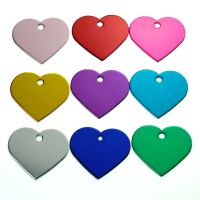 ﹊✜ Wholesale 20Pcs Customized Personalized 2 Sides Heart shaped Aluminum Dog Cat Tag Pet Collar Accessories ID Tag Name Telephone