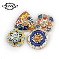 10pcs 20mm Vintage Ethnic Style Sewing Buttons Round Square Metal Buttons for Clothing Fashion Colored Sewing Decorative Buttons