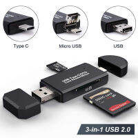 ชนิด C &amp; ไมโคร USB &amp; USB 3 In 1 OTG 2.0เครื่องอ่านการ์ดความเร็วสูงอเนกประสงค์ OTG Tf/sd สำหรับเครื่องอ่านการ์ดที่แลปท็อปโทรศัพท์ส่วนขยายการ์ด