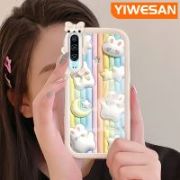 YIWESAN เคสสำหรับ Huawei P30 P30 Pro,เคสการ์ตูนปิศาจน้อยเคสโทรศัพท์ป้องกันเลนส์กล้องนิ่มกันกระแทกน่ารัก3D เคสมือถือกระต่ายดาวสีรุ้ง