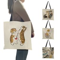 Cute Society Cat Women Tote Handbag Ladies Leisure Shoulder Bag Harajuku Graphic Print Handle Shopper Bags for Shopping Large