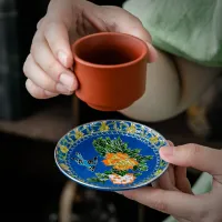 Kung Fu TeaCup Coaster Tea Ceremony Cup Saucer Enamel Color Copper Tea Bearing Tea Mat Heat Proof Mat Zero Cute Coasters for Cup