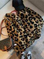 ﺴ✘ Jackets for 2023 Breasted Faux Fur Leopard Print Sleeve Coats Outerwear Streetwear