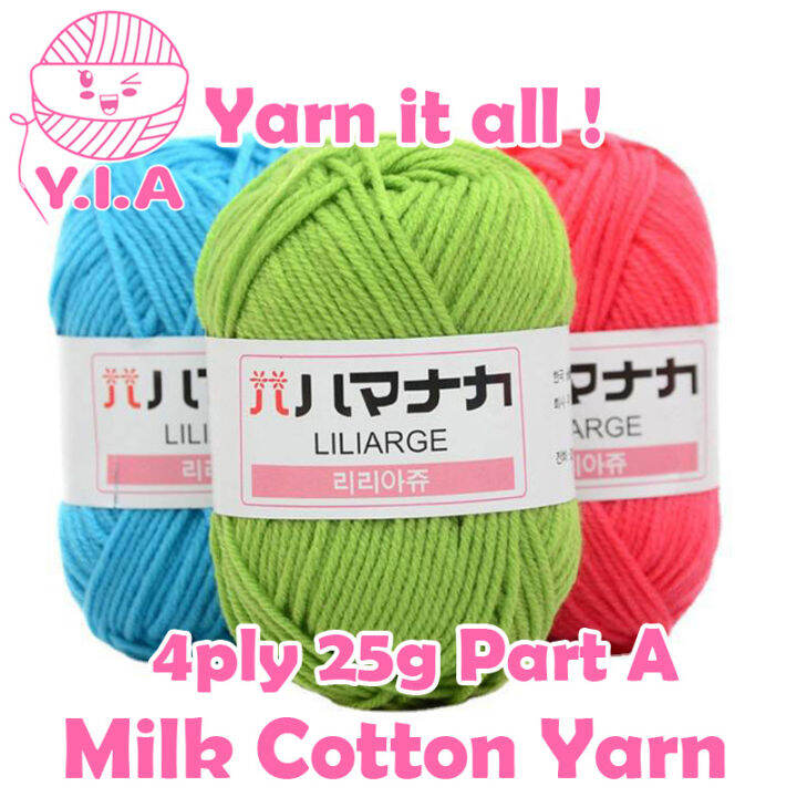 【YIA】 4ply 25g Milk Cotton Yarn Crochet Soft Knitting Wool Thread baby