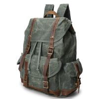 Vintage Oil Wax Canvas Backpack Men Waterproof Travel Shoulder Bag 2020 High Quality Fashion Student Bag Laptop Male Backpack