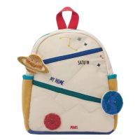 D0LF Kids Children Cotton Backpack Cartoon Planet Star Embroidery Kindergarten Bag