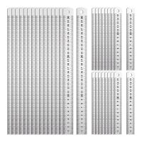 32 Pcs Metal Ruler Bulk Set 6 Inch and 12 Inch Metric Straight Edge Rulers Office Ruler