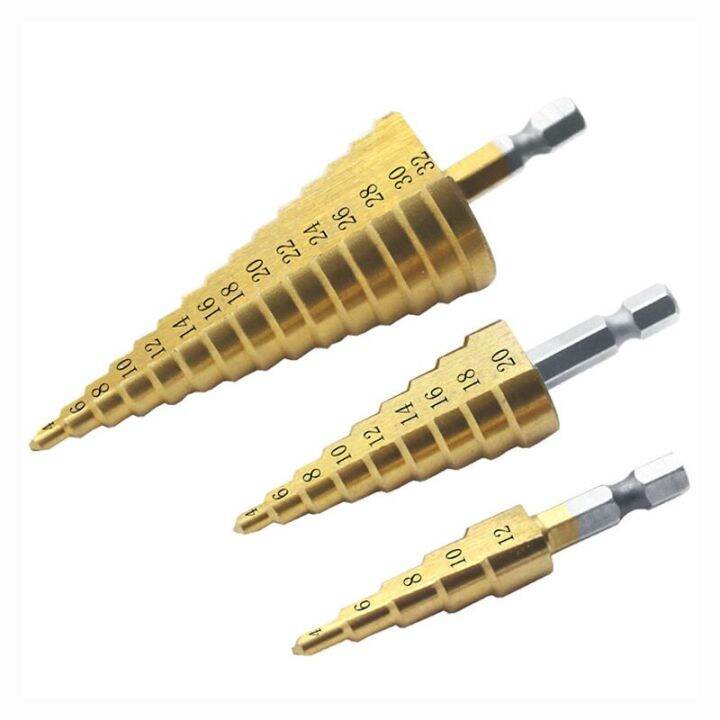 4-32mm-hss-titanium-coated-metal-hex-core-drill-bits-high-speed-steel-step-drill-bit-set-cone-hole-wood-cutter-taper-metric-drills-drivers