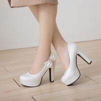 Big Size 14 15 16 17 18 19 ladies high heels women shoes woman pumps Shallow bow waterproof table single shoe