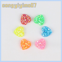 CONGYIYIMO07 100pcs สุ่มแบบสุ่ม ลูกปัดหลากสี สีผสมกัน 12mm ครับ ลูกปัดรูปหัวใจ Besds หลังแบน รูปหัวใจแห่งความรัก ลูกปัดประกายแวววาว ทำเครื่องประดับ DIY