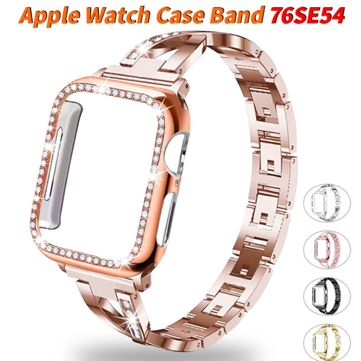 Diamond Watch Stainless Steel Strap Bracelet apple Watch band 7 6 5 4
