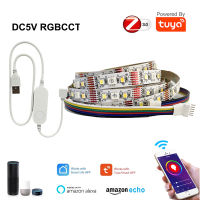 TUYA Zigbee RGB+CCT Led Strip DC5V 1M 2M 3M 4M 5M Flexible Tape Light Mini USB Controller Smart Life APP Echo Plus Voice Control