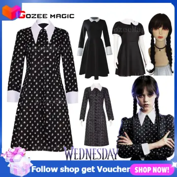 3-10 Years Kids Girls/women Wednesday Addams Series Cosplay Party Costume  Set Dress/outfit Fancy Dress Up Gifts