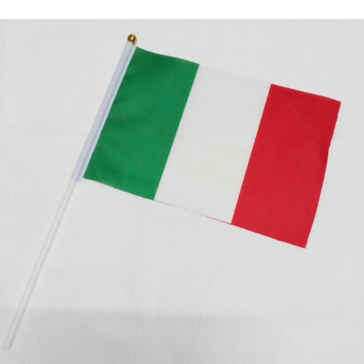 14x21ซม-ธงมือโบกธงชาติอิตาลีขนาดเล็ก10ชิ้นพร้อม-nc009เสาธงพลาสติก