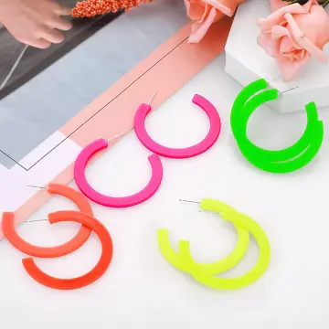 Plastic colored hot sale hoop earrings