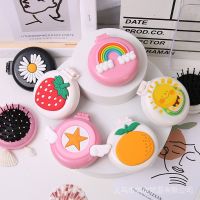 【BEIBEI】 [Folding Airbag Comb] Cartoon Portable Plastic Air Cushion Head Massage Comb With Makeup Mirror