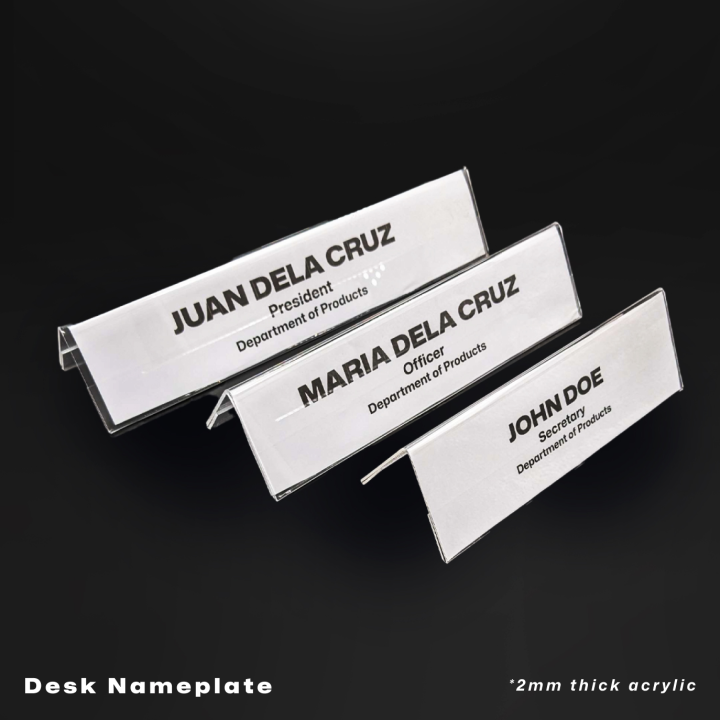 Clear Acrylic Desk Nameplate (Clear Acrylic Table Name Sign Holder