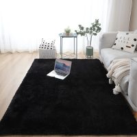 Shaggy Carpets For Living Room Bedroom Modern Black Solid Color Plush Floor Fluffy Mats Kids Room Faux Fur Area Rug Non-slip Mat