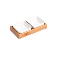 Ceramic Grid Fruit Snack Plate Serving Platter Japanese Small Dish With Tray Japanese-Style Ceramic Bamboo Fruit Nuts Plate