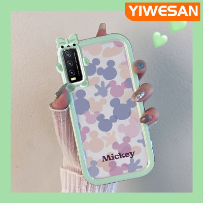 เคส Chenyyka สำหรับ VIVO Y20 Y20i Y20s Y12s Y20 2021 Y11s Y20T Y12A Y20S M Y20S D เคสการ์ตูนน่ารักสีม่วงสีชมพูมิกกี้เมาส์มีขอบสีสันสดใสเคสโทรศัพท์โปร่งใส Little Monster เลนส์กล้องถ่ายรูปเคสกันกระแทกกันกระแทก