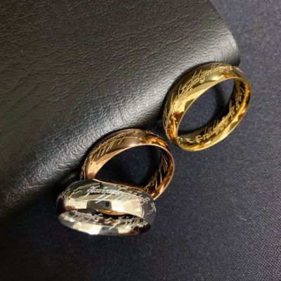 คลาสสิกผู้ชายไทเทเนียมเหล็กแหวนหนึ่งแหวนพลังงาน3D แกะสลักกลั่นวินเทจแหวนสำหรับผู้หญิงผู้ชายงานแต่งงานเครื่องประดับของขวัญ