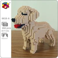 PZX 6618-6 Animal World Golden Retriever Dog Stand Pet Doll 3D Model Mini Diamond Blocks Bricks Building Toy for Children no Box