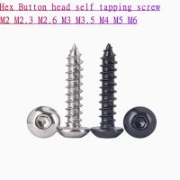 10-50Pcs M2 M2.3 M2.6 M3 M3.5 M4 M5 M6 Stainless steel / Steel with black Hex Hexagon Socket Button Head Self tapping Screw Nails Screws  Fasteners