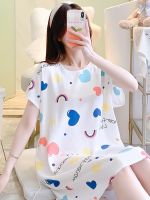 ๑ Cotton silk nightdress ladies spring and summer fat MM large size artificial cotton pajamas home clothes Japanese sweet students can wear outside