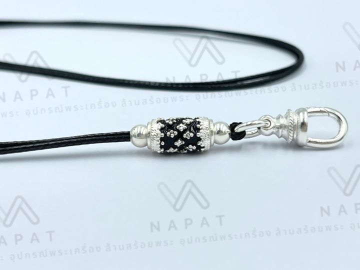 สร้อยพระเชือกร่มขั้นงานเงินแท้-ทั้งเส้น-925-สปริงก้ามปูแกะลาย-sterling-silver-92-5