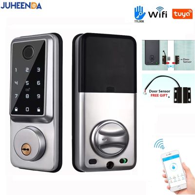 【YF】 Smart Deadbolt Locks for Home  Alexa Wifi Bluetooth TTlock App Biometric Fingerprint Keyless Digital Keypad Entry Door Lock