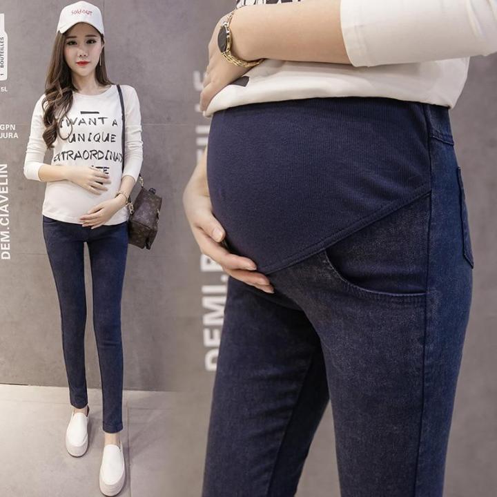 เสื้อผ้าคนท้องยีนส์กางเกงคนท้องกางเกงยีนส์คุณแม่สำหรับกางเกงยีนส์สตรีตั้งครรภ์ขนาดพิเศษ
